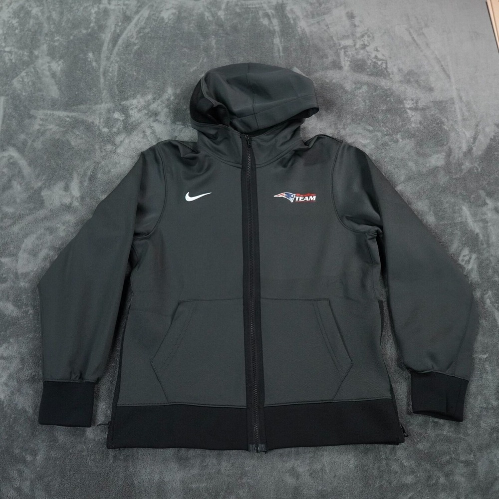 Nike Patriots Marathon Team Hoodie Jacket Women Medium Gray Showtime Dri-Fit NFL